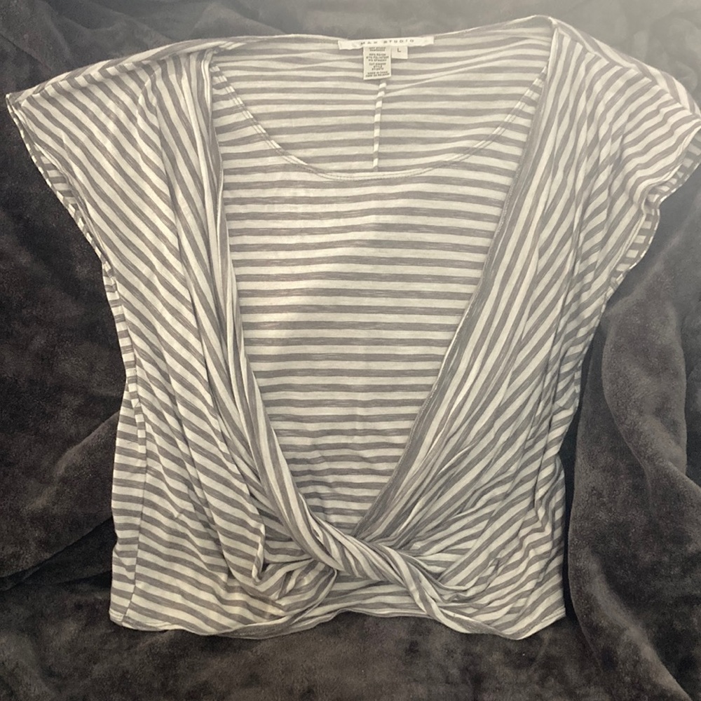 Max studio grey and white striped casual shirt L